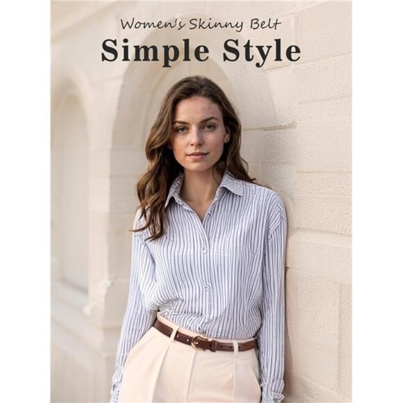 Women\'s Skinny Leather Belt for Jeans Dresses Pants Ladies Thin Soft Waistband main image 7